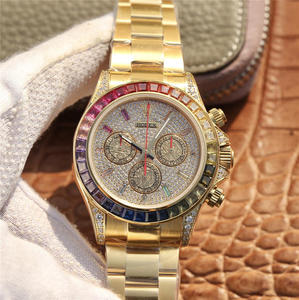 OW Rolex Cosmograph Rainbow Daytona Féach Bunaidh Reissue Fir Faire Cruach Dhosmálta Cruach Cruach Uathoibríoch Gluaiseacht Meicniúil