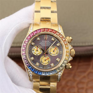 Leanann sraith Rolex Daytona-116598RBOW ar aghaidh leis an masterpiece clasaiceach ó 1963. Faire na bhfear óir 18k