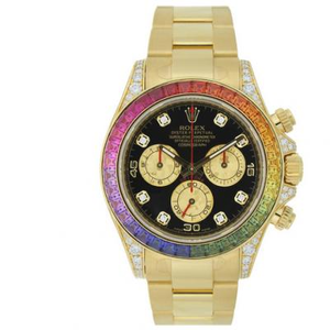 Rolex Daytona Rainbow 116598RBOW, gluaiseacht mheicniúil 7750, 1:1 méid, 18K ór-plátáilte cás cruach dhosmálta, fáinne seachtrach inleagtha dath