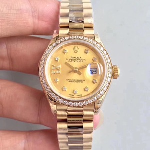 [Caighdeán is Airde] Rolex Lady Datejust 28mm Meicniúil Watch Óir