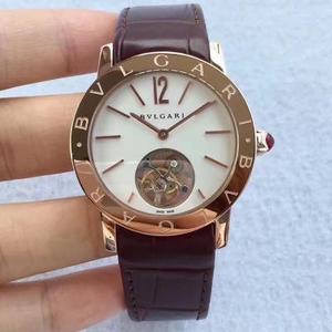 TF nua Bulgari scáthán concave, mná 37mm tourbillon trastomhas, atá feistithe le tourbillon retro láimhe, leathair ailigéadar allmhairithe ó Mheiriceá