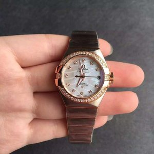 Sraith Réaltbhuíon Omega Uathoibríoch Mná Meicniúil Faire le Diamonds 27mm