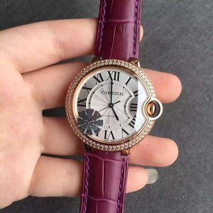 Faire Meicniúil Cartier Ath-greanta Balún Gorm Meánach Rose Gold le Fáinne Diamant v6