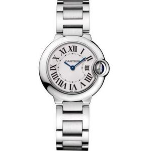 V6 Factory v7 Version Cartier Blue Balloon W69010Z4 Women's 28MM Quartz Watch-The best top replica in history.