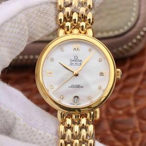 Omega DeVille water drop series ladies 18k gold quartz women's watch, romantic, charming, generous and beautiful.