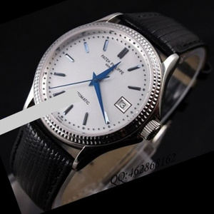 Swiss Patek Philippe ultra-thin automatic mechanical black belt back men's watch white face men's watch Swiss movement