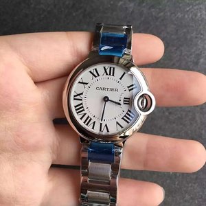 V6 factory Cartier blue balloon ladies quartz 33mm pure white face watch