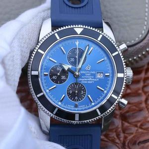 OM Breitling Super Ocean Series Chronograph Uomo Mechanical Watch Rubber Band Blue Surface