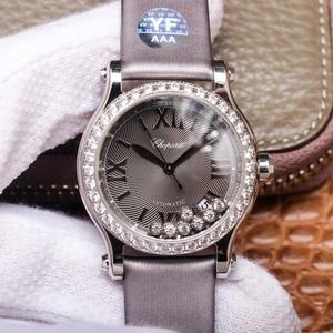 Orologio YF Chopard Happy Diamond 278559-3003, orologio meccanico da donna tempestato di diamanti, cinturino in seta