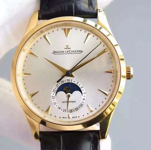 vf factory replica Jaeger-LeCoultre orologio da uomo meccanico automatico con fasi lunari in oro 18 carati ultrasottile.