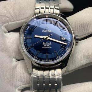 VS Factory Omega De ville Serie 433.33.41.21.03.001 Bright Blue Alligator Pelle Meccanica di