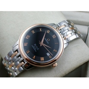 Swiss Omega Diefei 18K Rose Oro Automatico Meccanico Trasparente Nero Romano Indice Uomo Orologio da uomo