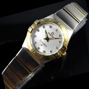 Swiss Omega OMEGA Constellation Quartz Double Eagle 18K Oro Ultra-sottile Orologio da donna White Face Diamond Scale Ladies Orologio