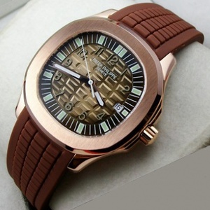 Swiss Patek Philippe orologio sport immersioni 18K rosa oro muso marrone nastro automatico orologio meccanico meccanico