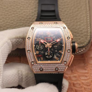 Kv Taiwan RM011 Philip Massa Limited Rose Gold Diamond Edition Automatic Chronograph Movement Uomo Orologio Rubber Strap