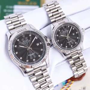 Nuova Rolex Oyster Perpetual Series Coppia Pairs Bianco Acciaio Nero Faccia Orologio Meccanico (Prezzo Unitario)