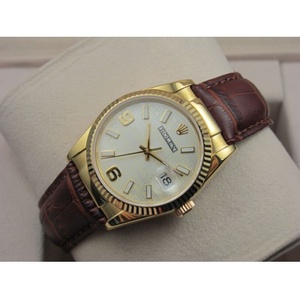 Marchio Rolex ROLEX marchio di orologi Tipo 18K Gold Leather Casual Fashion White Noodle D Digital Scale Men's Watch Swiss ETA Movement.