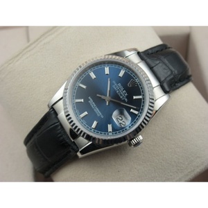 Rolex Rolex Rolex Orologio Datejust Black Leather Strap Blue Noodle Ding Scale Orologio Svizzero ETA Movimento