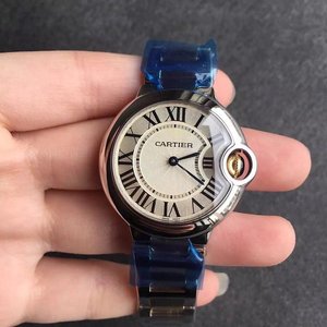 V6 Factory Cartier Blue Balloon Pink Face Quartz Ladies orologio bruciature Blue Steel Needle