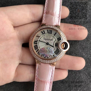 v6 Incisa Cartier Blue Balloon Quartz Donna Orologio Rosa Oro Rosa Cintura rosa