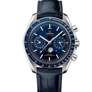 JH fabrieksreplica Omega Speedmaster serie 304.33.44.52.03.001 chronograaf model met blauwe wijzerplaat.