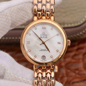 Omega DeVille water drop series ladies rose gold quartz ladies watch, romantic, charming, generous and beautiful