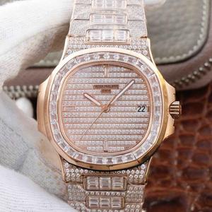 DM Patek Philippe 5719 / 1G-001 Gypsophila Diamond Sports Series Nautilus mechanisch herenhorloge