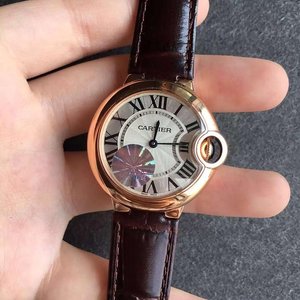 V6 fabriek Cartier blauw ballon quartz dameshorloge 33 roségouden riem