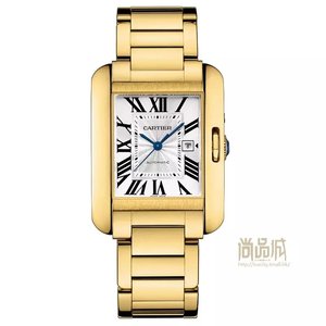 Cartier tank serie 18 k gull tohånds halvautomatisk mekanisk klokke for menn.