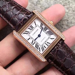 Cartier tank kvinners kompakte og fasjonable automatiske mekaniske damer klokker hvite
