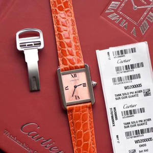 Re-gravert Cartier Tank Series Quartz Ladies Watch Original Alligator skinnrem