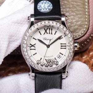 YF Chopard Happy Diamond 278559-3003 klokke, diamantbelagt damemekanisk klokke, silkebånd