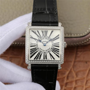 Z6 Franck Muller Master Square-serie damer klokker svart belteklokke sveitsisk original Ronda kvartsbevegelse.