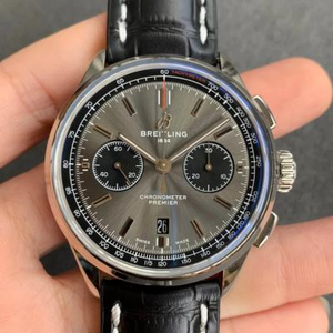 GF fabrikkur Breitling Premier B01 kronografklokke, automatisk mekanisk kronografbevegelse, lærreim, herreklokke.