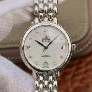 Omega DeVille water drop series ladies platinum quartz ladies watch, romantic, charming, generous and beautiful