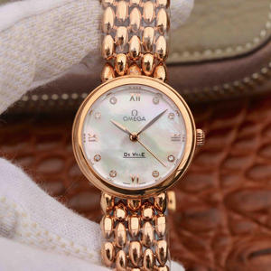 Omega DeVille water drop series ladies rose gold quartz ladies watch, romantic, charming, generous and beautiful