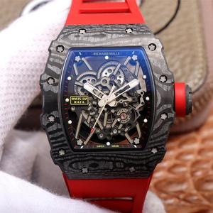 ZF Richard Mille RM035 menns mekaniske klokke, karbonfiber, rød tape