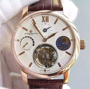 Vacheron Constantin kinetisk energi viser ekte tourbillon, gjennom bunnen, makt viser ekte svinghjulbevegelse mannsklokke