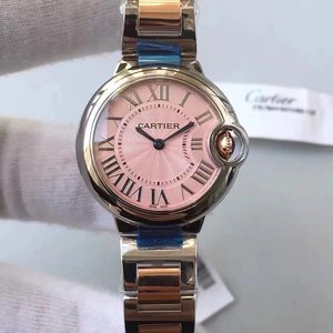 Ouro Cartier azul balão série W69002Z2 33 mm feminino réplica de relógio de quartzo superior (versão branca).