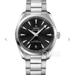 VS Omega Seamaster 150M "Teak" placa de padrão horizontal, superfície preta, agulha verde, alça de aço inoxidável, réplica 8900 movimento mecânico automático, relógio masculino