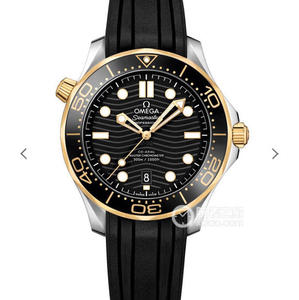 VS Omega Seamaster 300M Cinta de borracha dourada Movimento mecânico automático relógio masculino