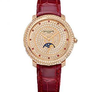 Uma a uma imitação de precisão Patek Philippe Complication Series 4968/400R-001 relógio mecânico diamond ladies