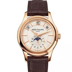 KM Patek Philippe Complicação Cronógrafo 5205R-010 Cinta de Couro Relógio Mecânico Automático Masculino