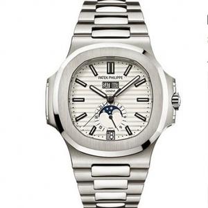 PF Patek Philippe Nautilus 5726/1A-010 aço cinturão de aço fase lua relógio mecânico masculino.