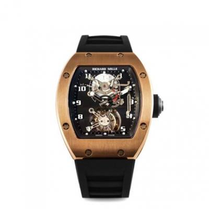 JB Richard Mille RM001 True Tourbillon atualizado para homem, pulseira de borracha Movimento turbilhão.