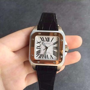 v6 Fábrica Replica Cartier Santos Relógio Mecânico Anel de Ouro Rosa Médio.