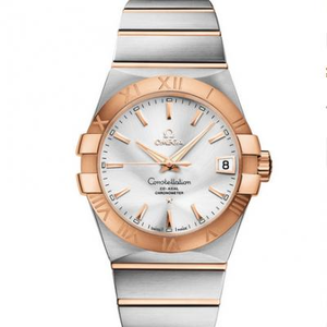 VS réplica superior de fábrica Omega Constellation série 123.20.38.21.02.001 barra de ouro rosa e relógio mecânico de placa branca masculino