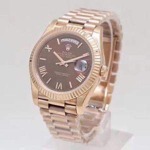 N réplica superior de fábrica Rolex (ROLEX) série perpétua série 2ª geração calendário dia tipo verdadeiro ouro rosa 18K