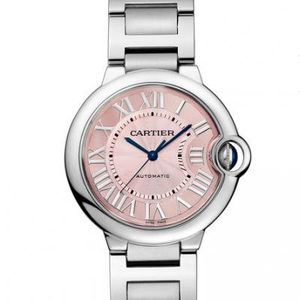V6 factory v7 версия один к одному верхняя копия Cartier синий шар W6920041 розовое лицо среднего размера 33 мм женские механические розовые лица стальной ремень женские часы