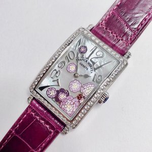 Franck Muller LONG ISLAND Long Island series of the most beautiful ladies quartz belt square watch enamel painted